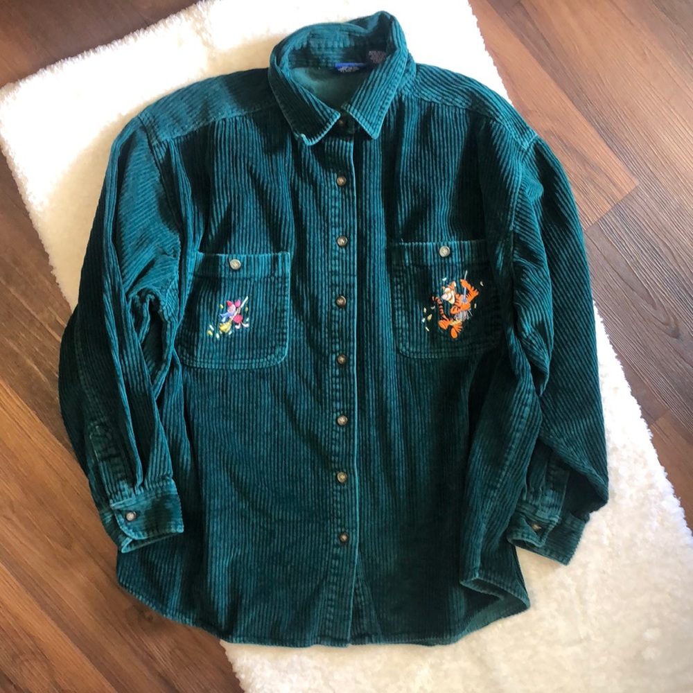 Vintage Green Corduroy Tigger And Piglet Shirt L